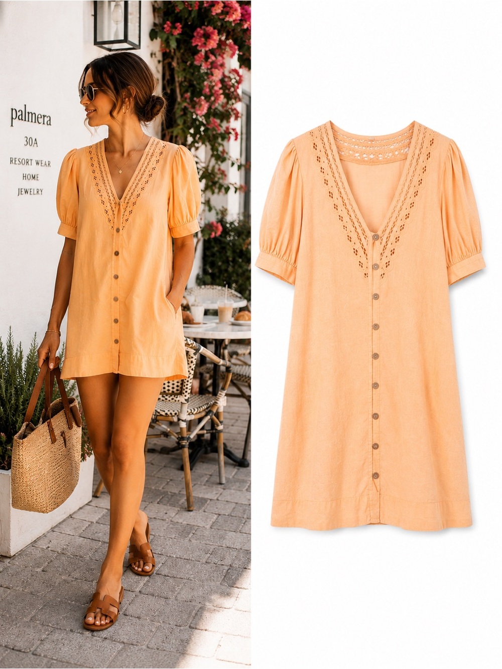 Free People Endless Summer Mari Mini Dress Small Honeysuckle Peach Linen Boho
